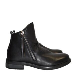 NEW $300 GIOVANNI VALENTINO MEN'S ANKLE ZIPS BOOT MOTO LEATHER BLACK 265 (MG4)